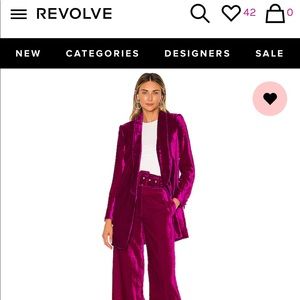 HOUSE OF HARLOW ELECTRIC PINK VELVET Blazer